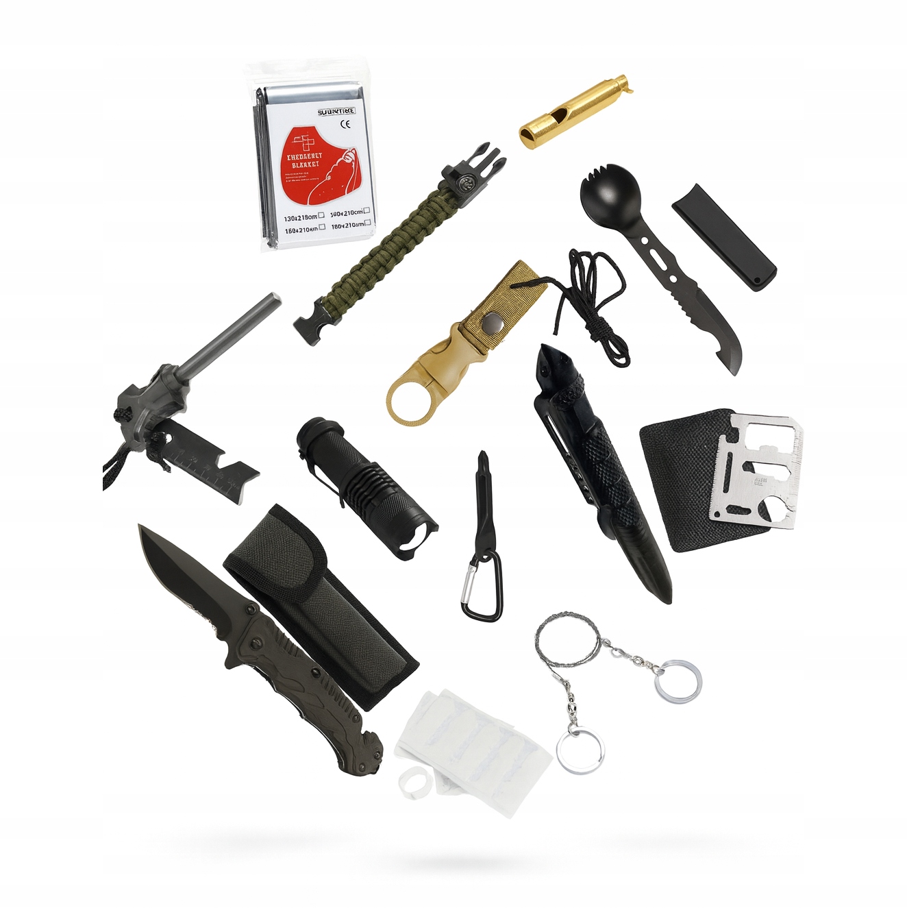 Sada Alarmových Omáček Do Batohu Survival První Pomoc Svítilna Pila Deka