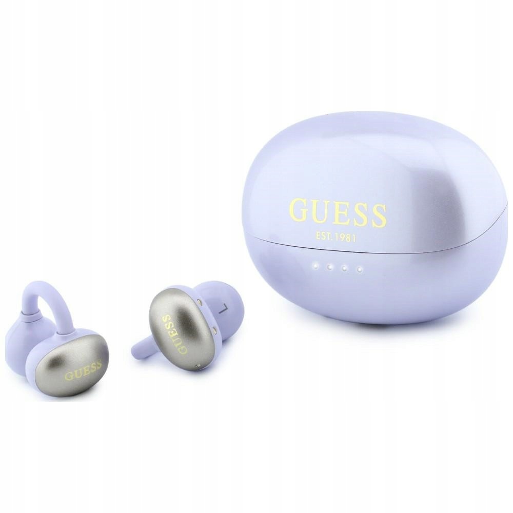 Bezdrátová sluchátka Guess Ows Metalic Finish fialové pouzdro