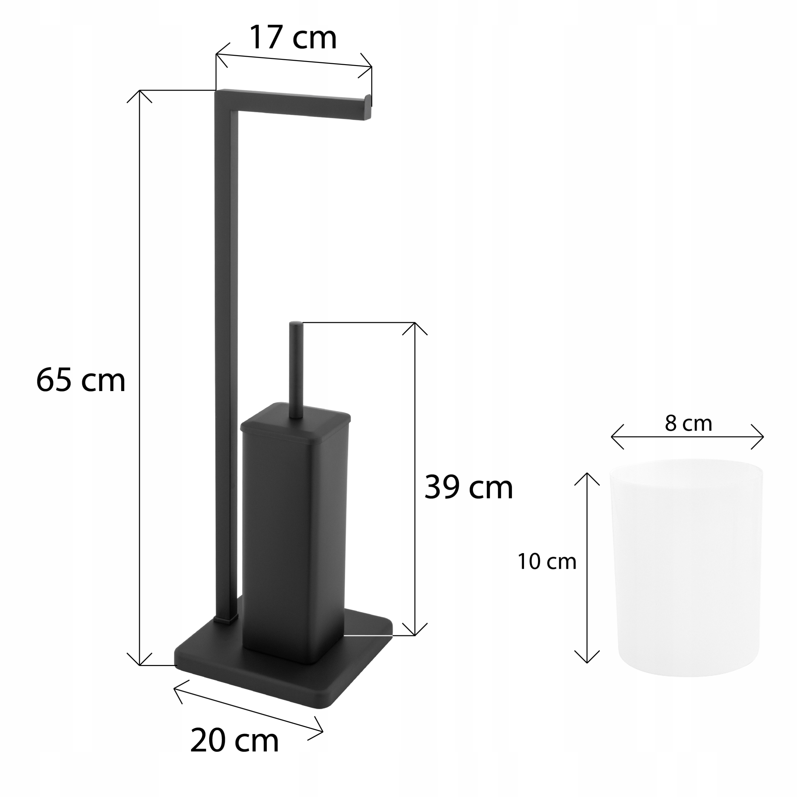 STOJAK WC SZCZOTKA TOALETOWA Z UCHWYTEM CZARNY MAT Typ stojak