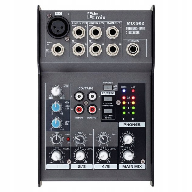 t.mix mix 502 Analógový mixér 5-kanálový audio mixážny pult