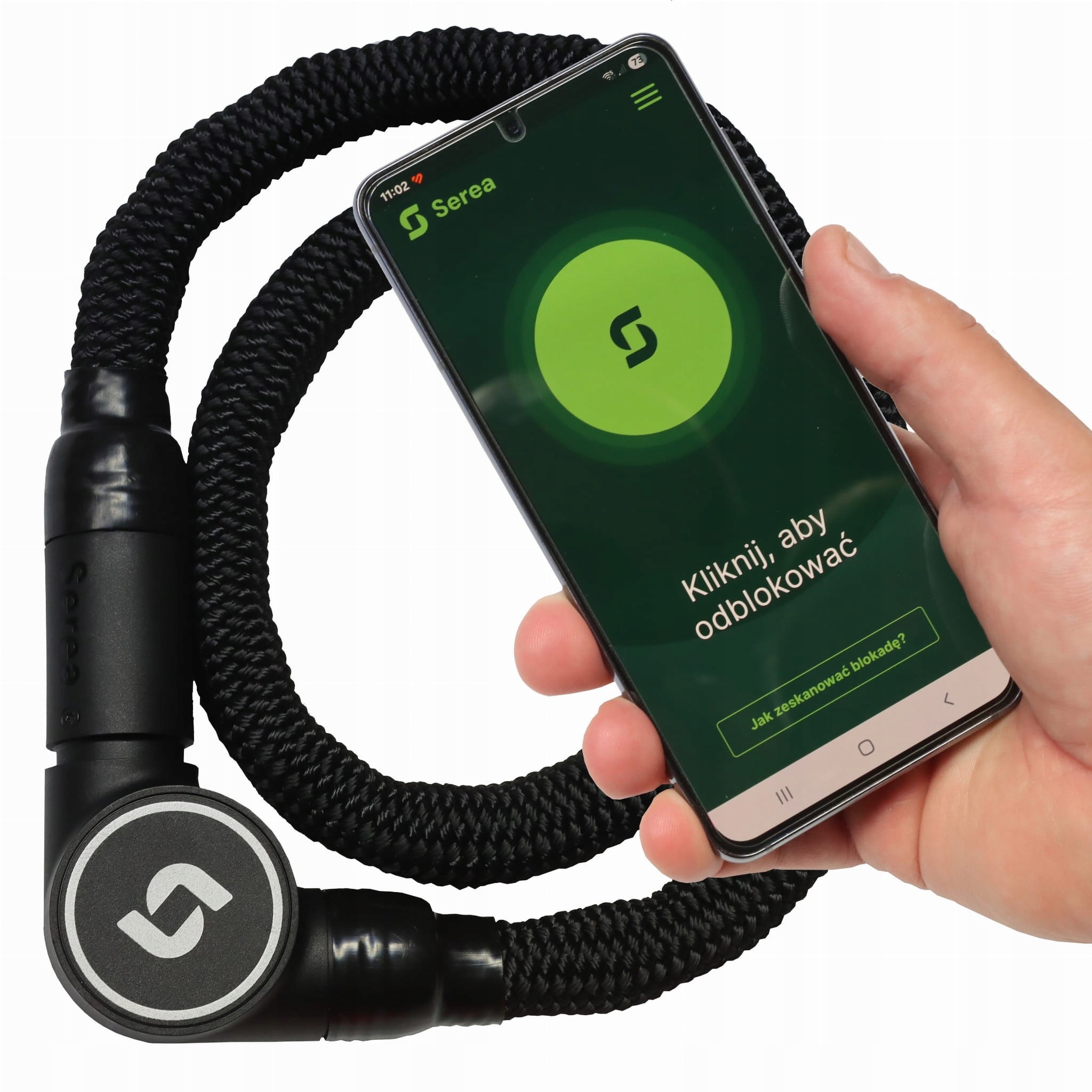 Bezklíčový zámek na kolo Serea Bold 8 mm – ovládaný aplikací 125 cm