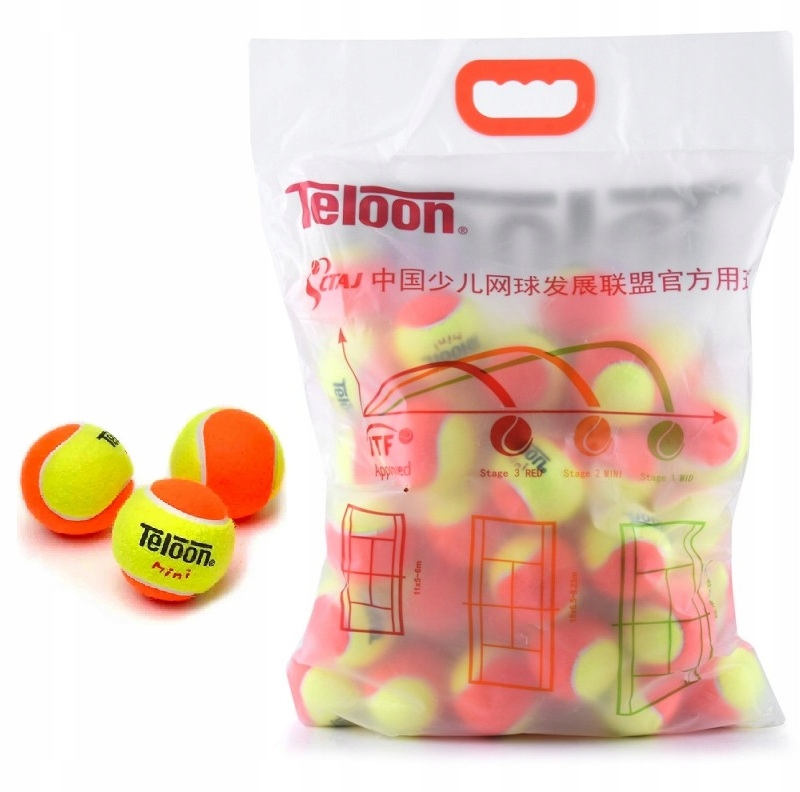 Tenisové míčky Teloon T832 – Stage 2 Orange pro výuku 48 ks