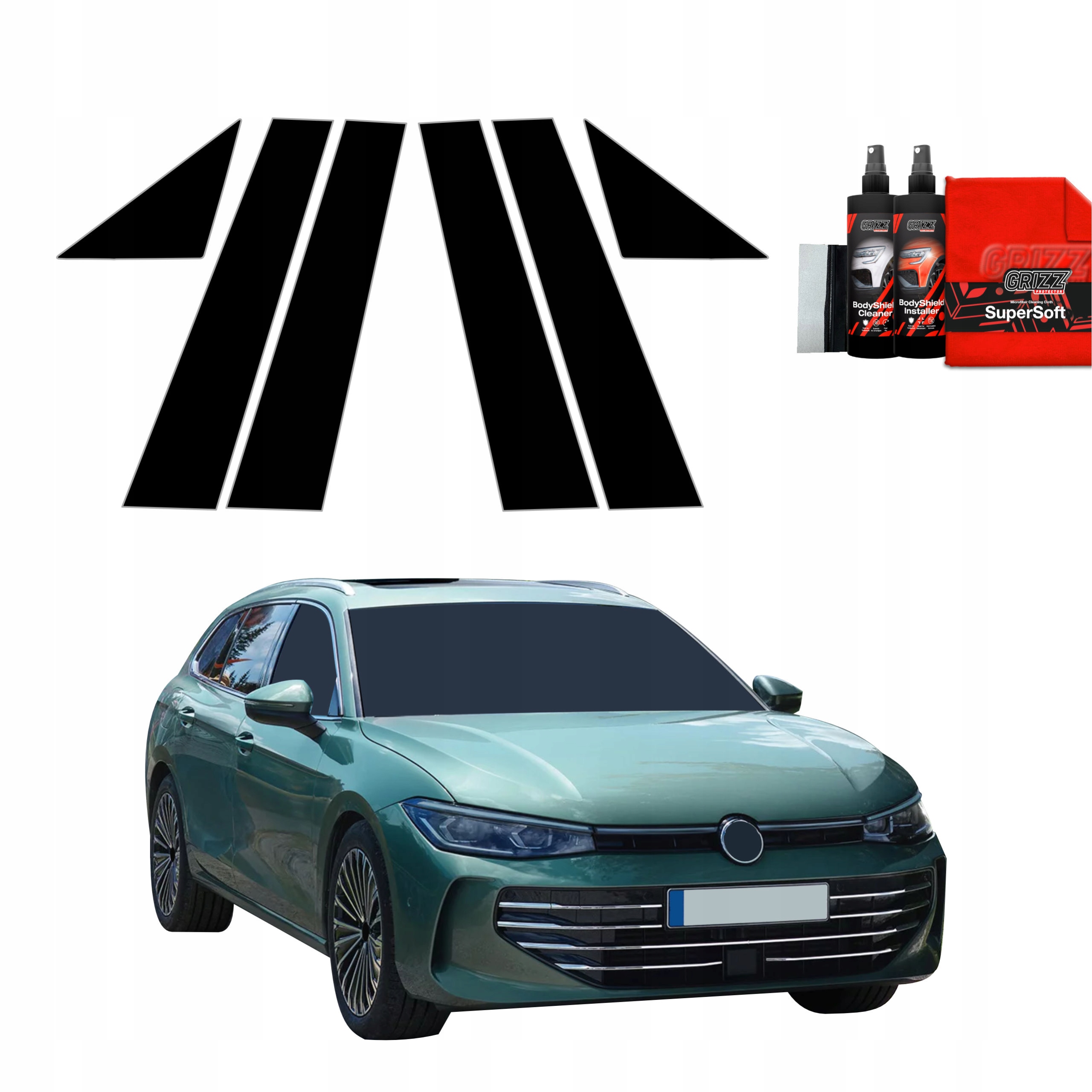 6v1 Černá fólie na sloupky pro Volkswagen Vw Passat B9 (2024-2025)