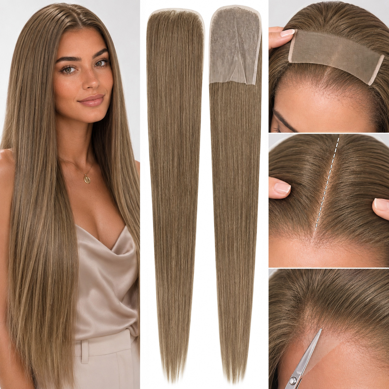 Vlasy Lace Closure 4×4 na síťce syntetické bioproteinové vlasy 60 g