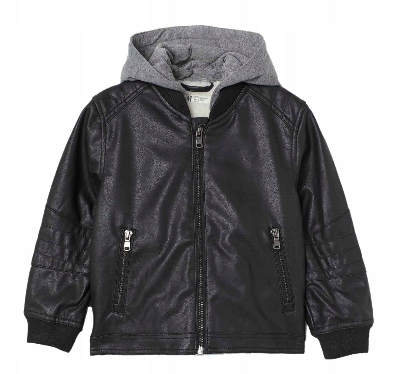 

H&m kurtka biker z kapturem na futerku 110