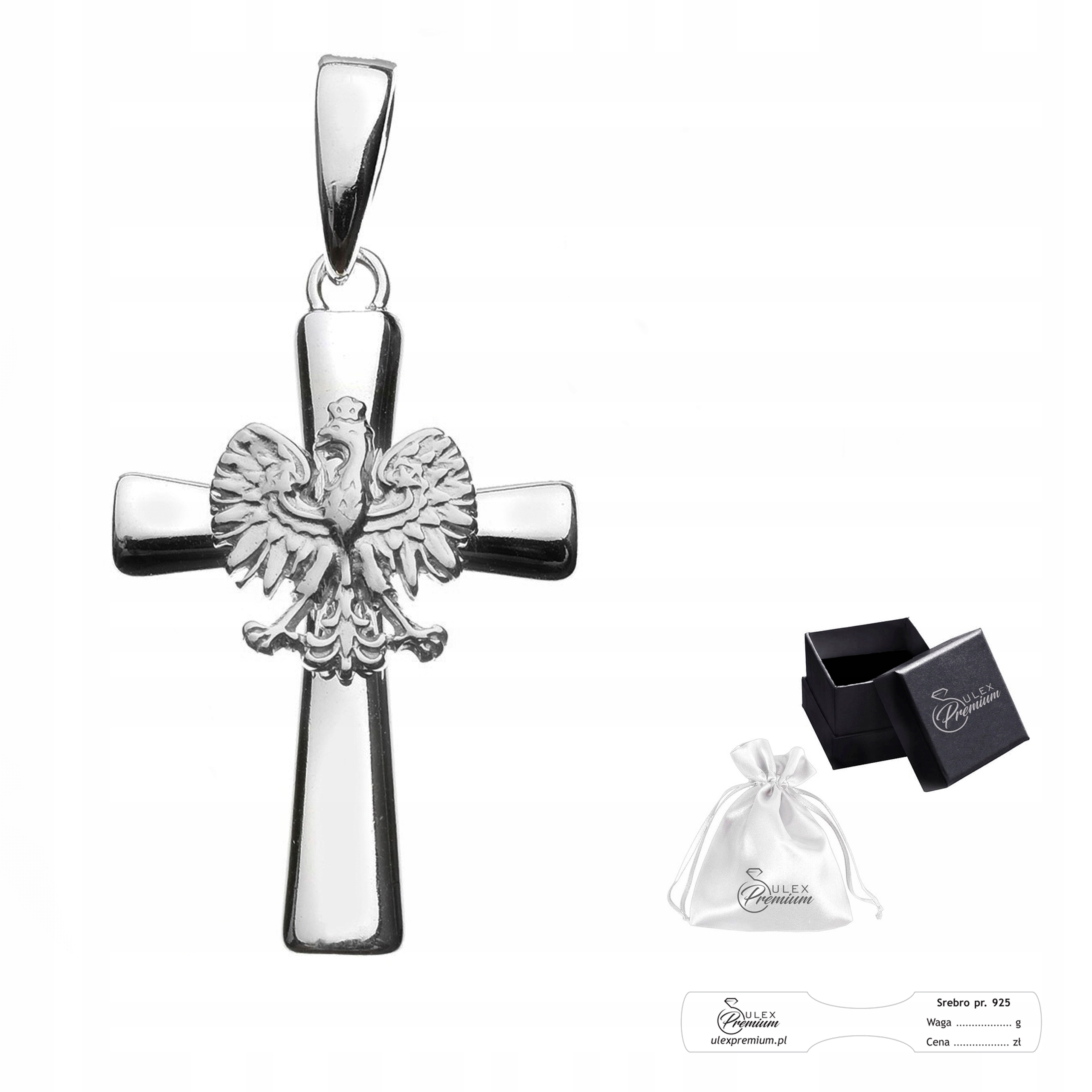 Stříbrný křížek ryzost 925 Přívěsek Kříž s vlasteneckým orlem