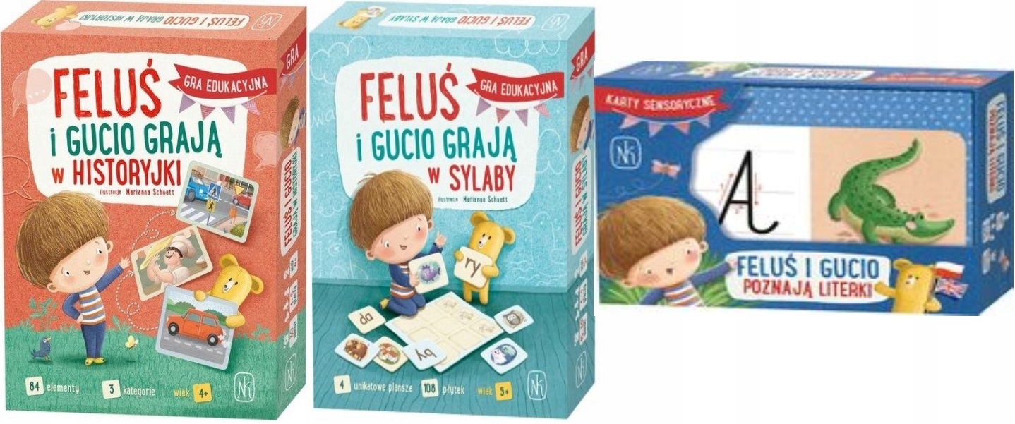 Feluś i Gucio poznają literki grają w sylaby w historyjki