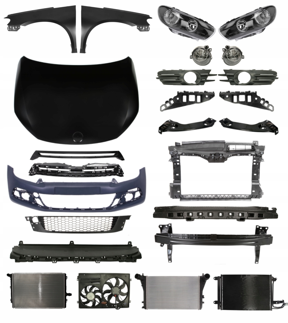 Volkswagen Scirocco 08-14 Zderzak Pas Maska ZESTAW CZĘŚCI