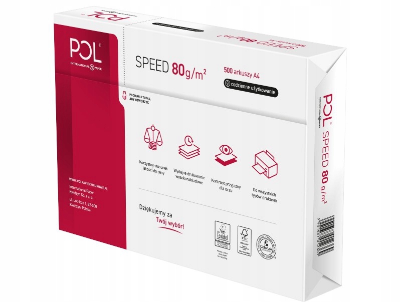 Papier Ksero A4 Polspeed 80g KARTON 5 Ryz Format papieru format A4