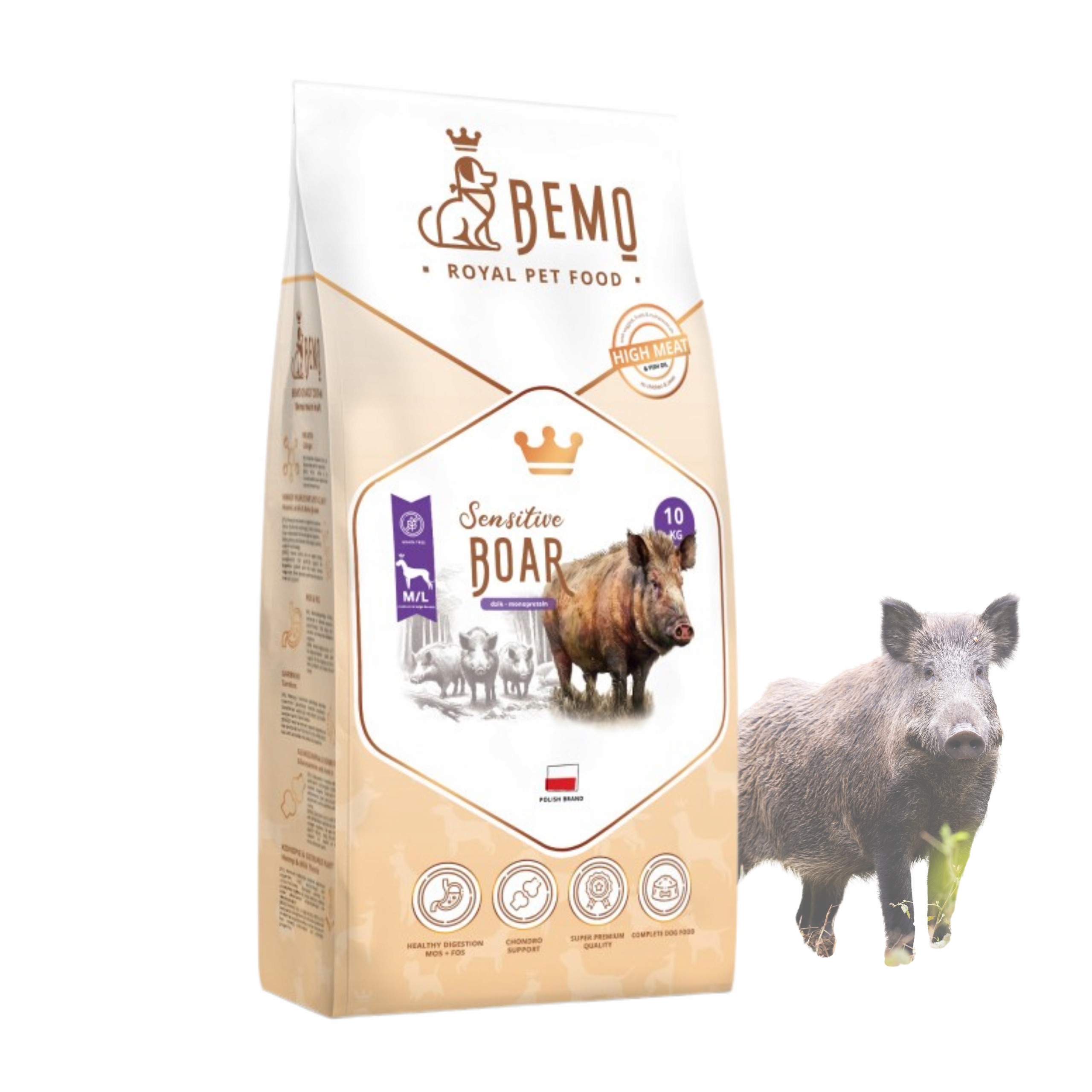 Levně Suché krmivo pro psy Bemo Sensitive Boar 10 kg M/L divočák krmivo ze zvěřiny