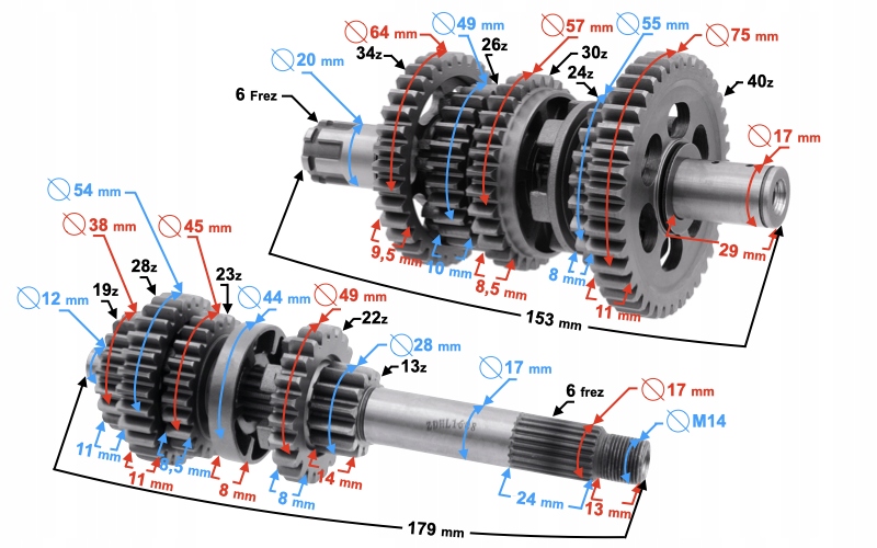 Skrzynia biegów do motocykla Blade 125 Producent WZMOTO
