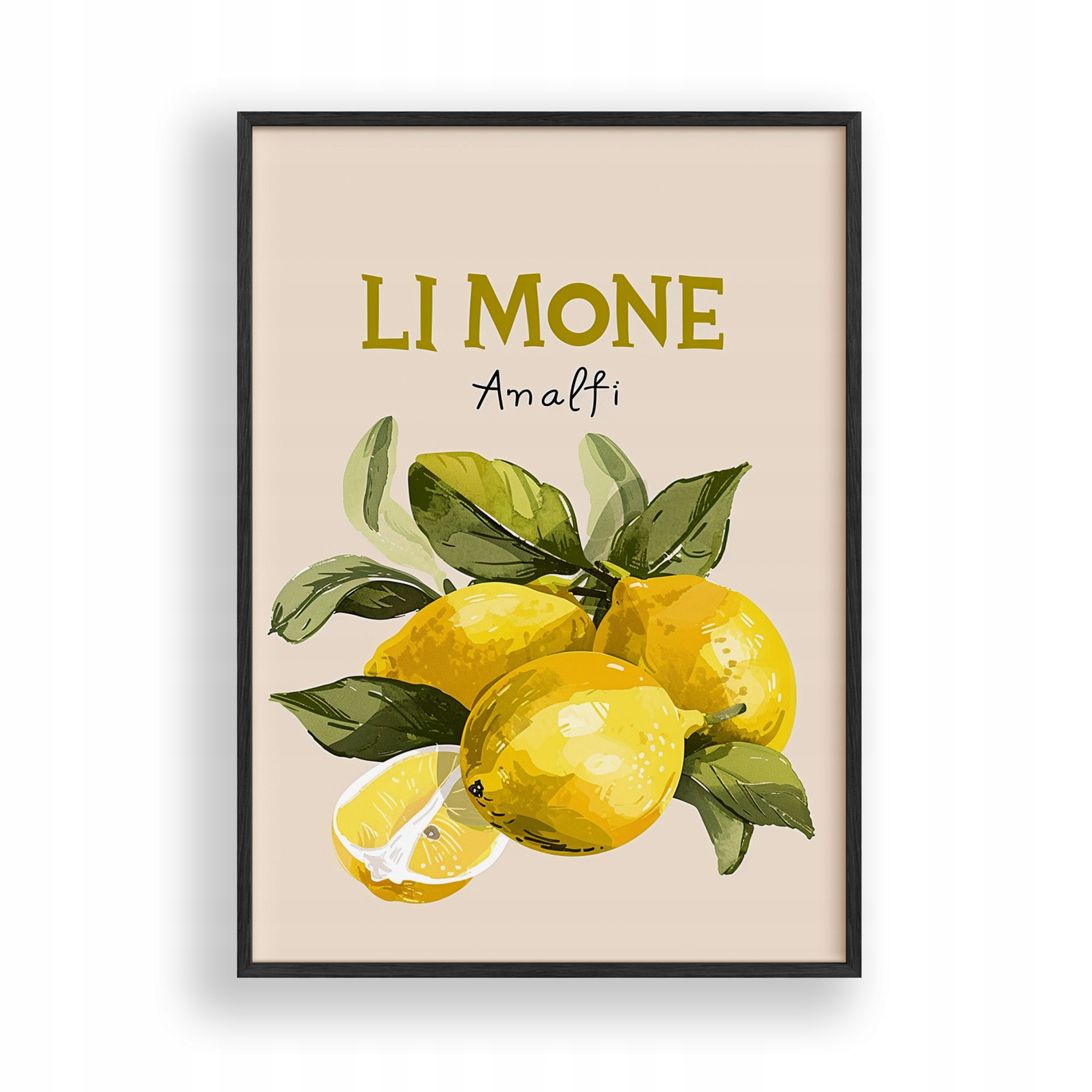 Obraz Limone Amalfi Citrony Italské Plakát Rámeček Dřevěný Černý 30x42 cm