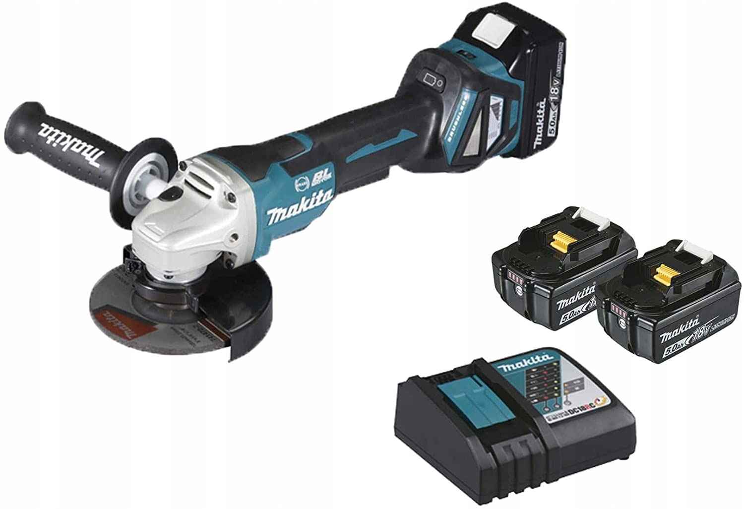 Makita DGA517RTJ Úhlová Bruska 18V 125 mm 2x5 Ah