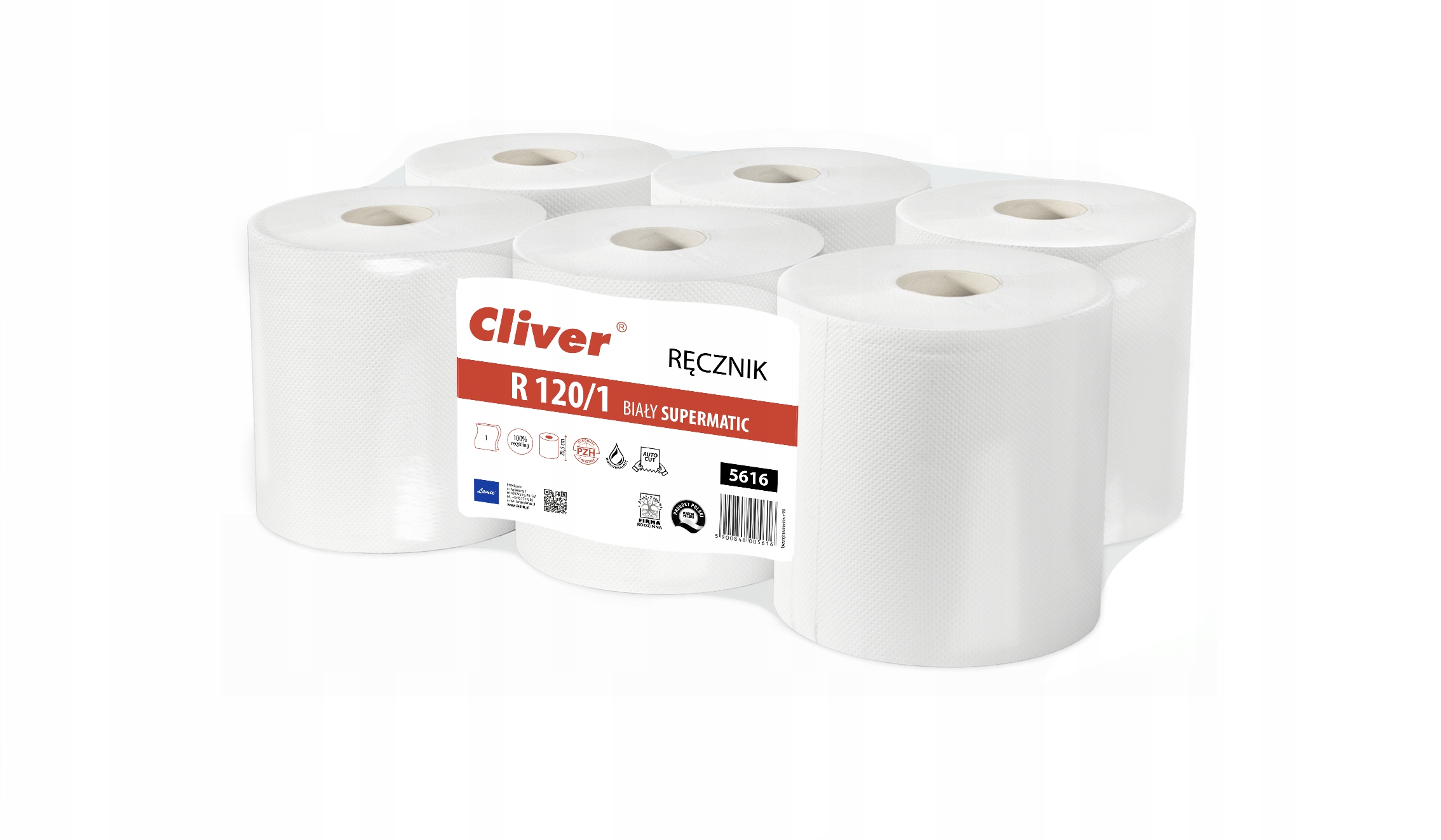 Levně Ručníky Rolka Cliver R120/1 Bílá Supermatic