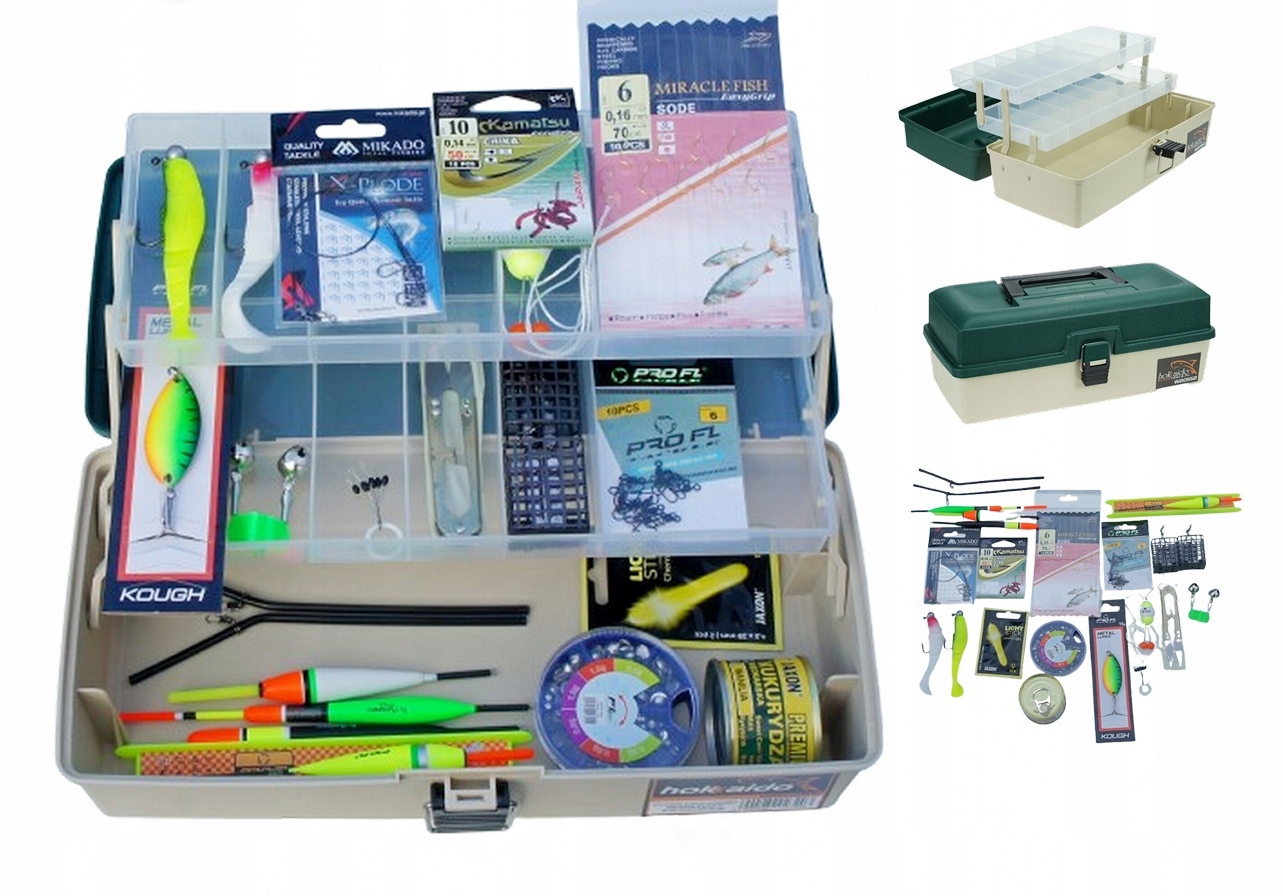 Skrzynka Kompletny zestaw wędkarski dla początkującego spławiki akcesoria