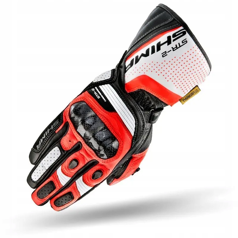 Kožené športové motocyklové rukavice Shima STR-2 Red Fluo XL
