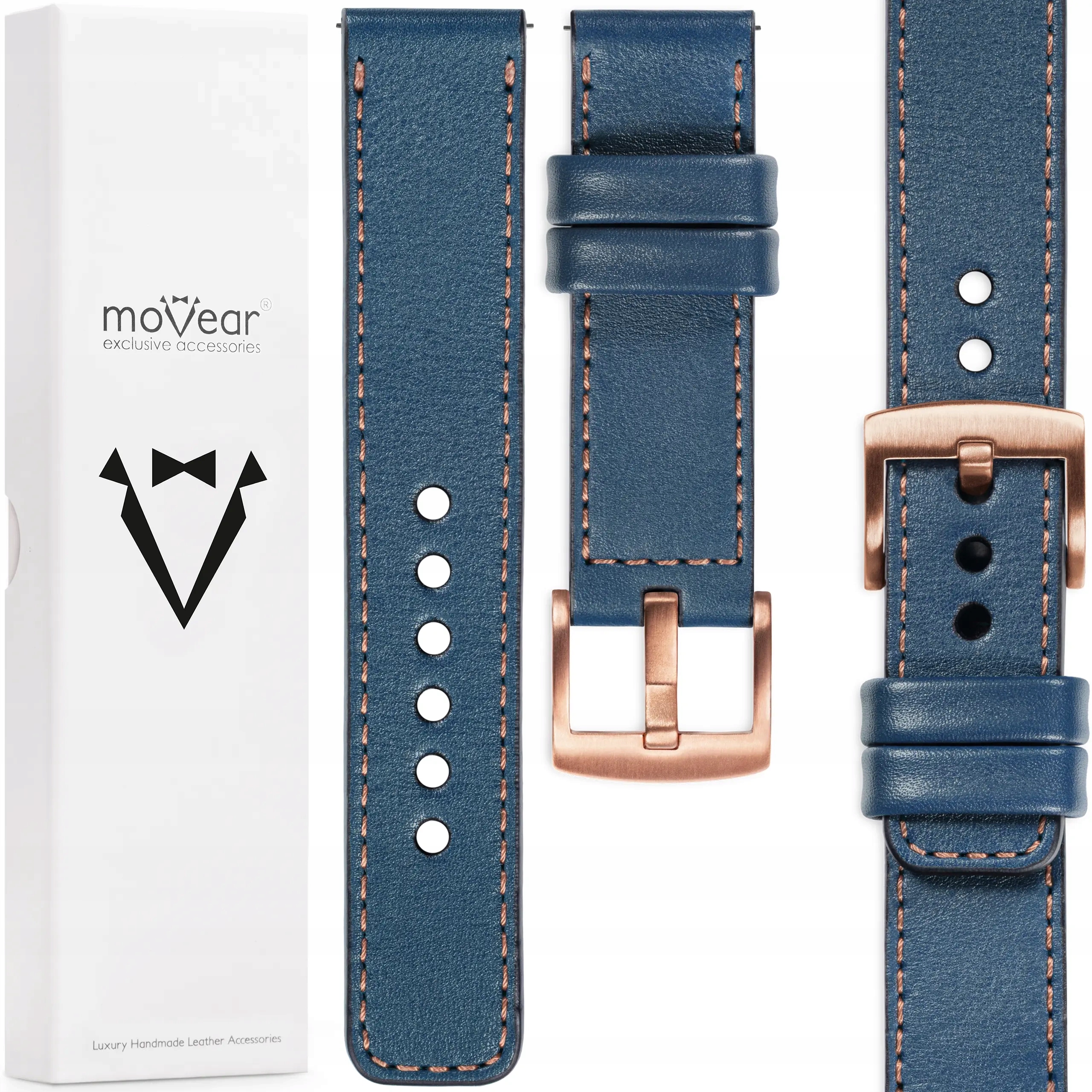 Prémiový řemínek 22 mm pro hodinky, exkluzivní, elegantní, modrý