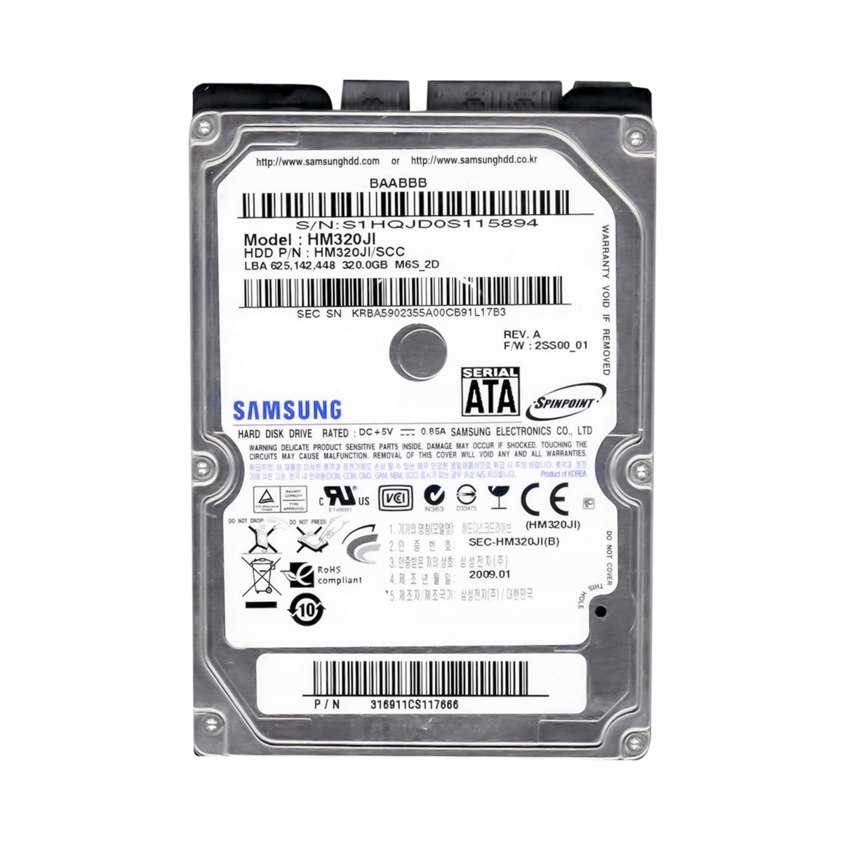 Samsung Spinpoint M6 320GB 5.4k 8MB Sata 2.5'' HM320JI