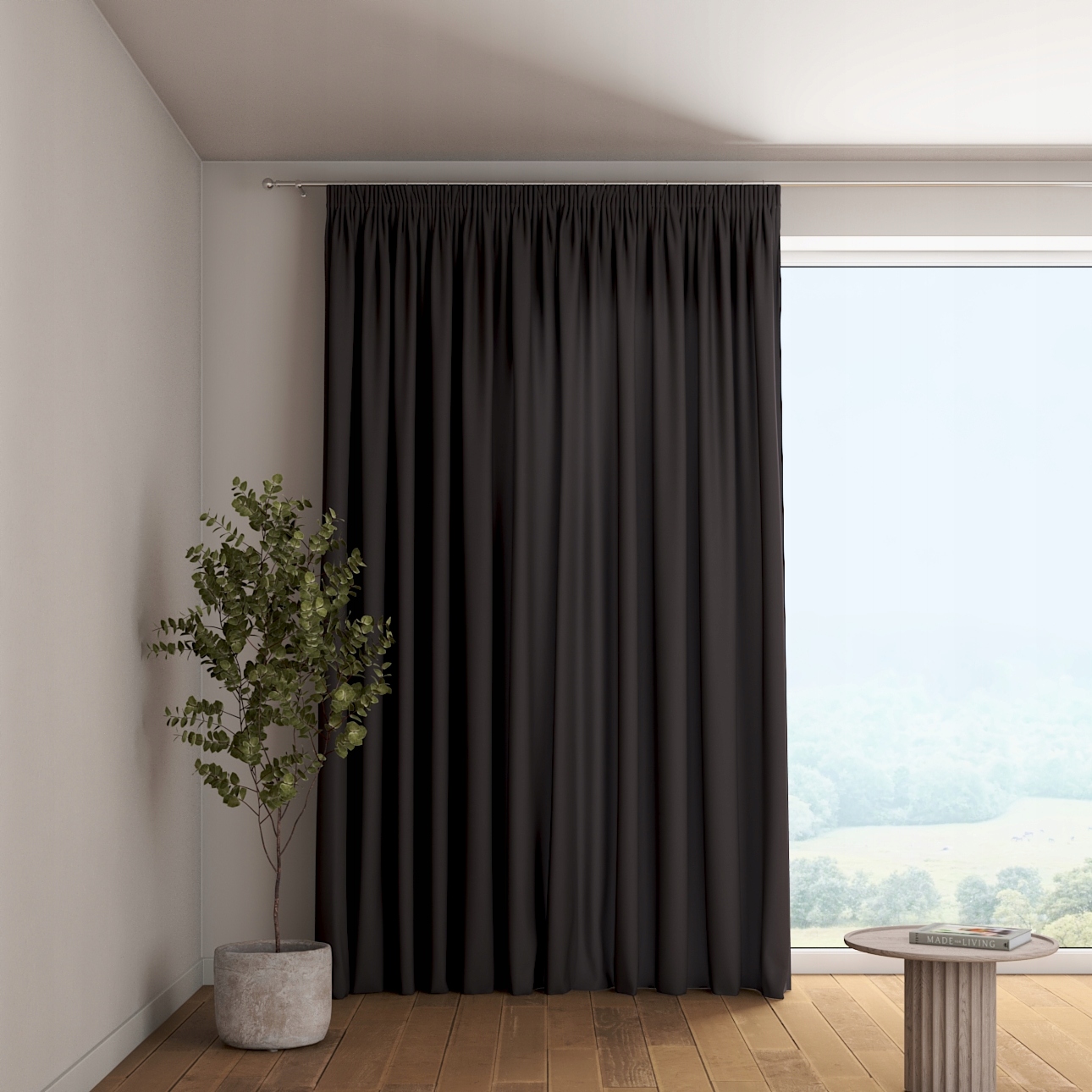Dekoria Závěs na řasící pásce, 1 ks, 130 x 260 cm, černá