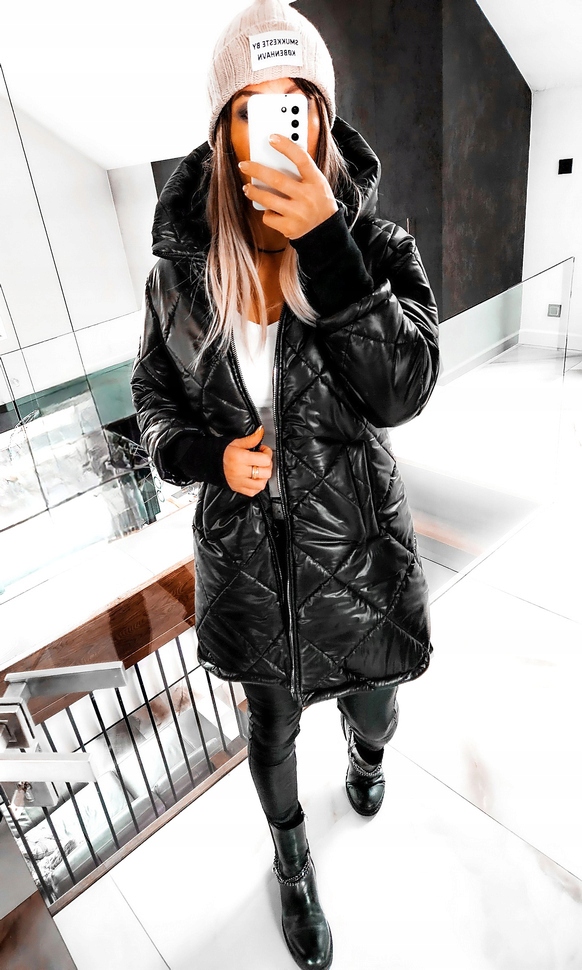 KURTKA DAMSKA PŁASZCZ PIKOWANA DŁUGA ASYMETRYCZNA 40 Marka bez marki