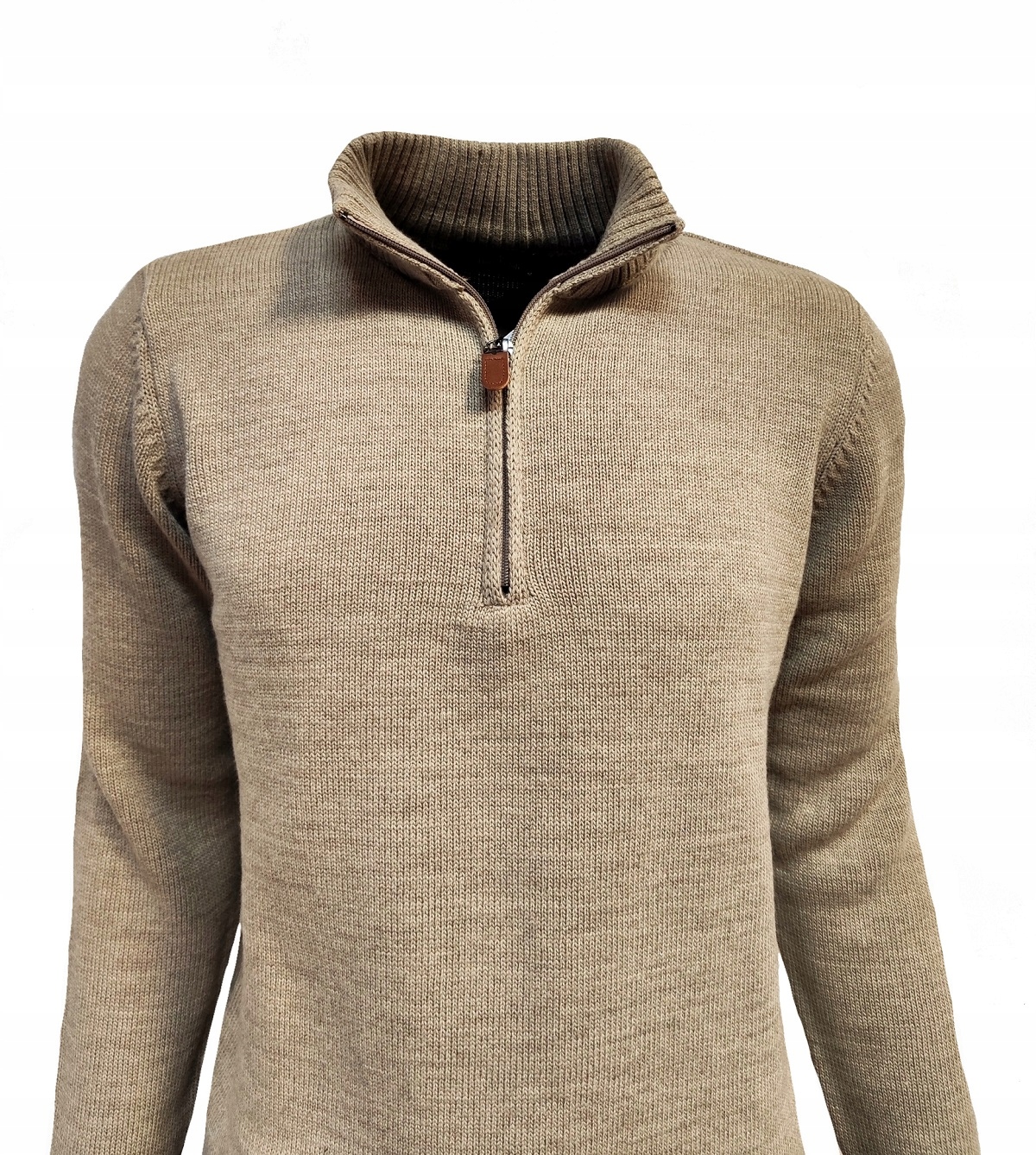 SWETER MĘSKI KRÓTKI ZAMEK STÓJKA CAMEL XXL Materiał dominujący bawełna