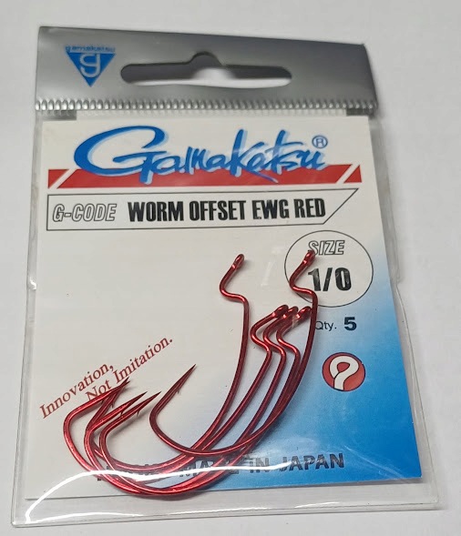 Gamakatsu Worm Offset Ewg Red 1/0 5szt. 185086-100