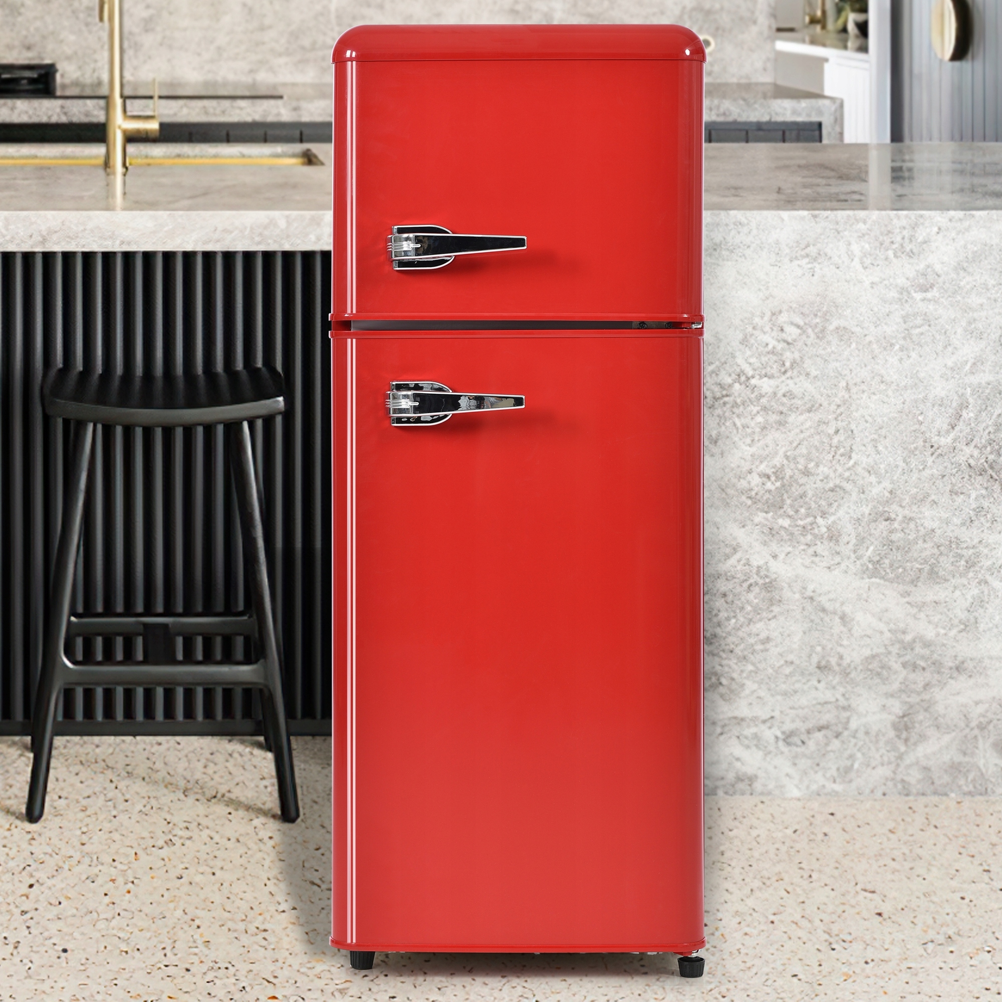 Lodówka retro o dużej pojemności czerwona 92L Model fridge