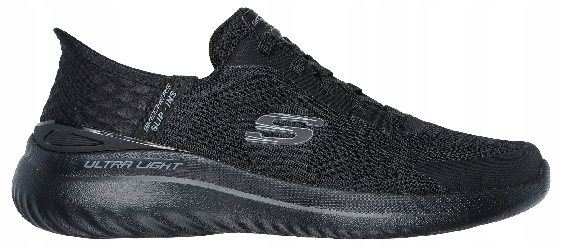 Černé Pánské Sportovní Boty Síťovina Lehké Pohodlné Měkké Skechers 45