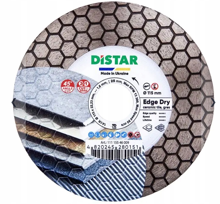 Kotouč Edge Dry Max 115 mm Distar, řezání 45st.