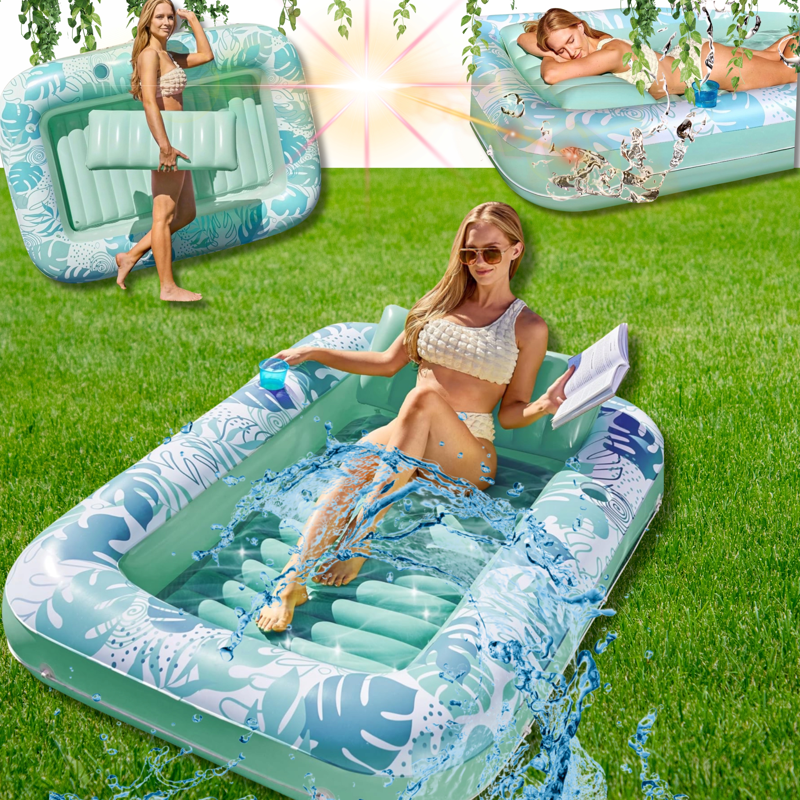 Matrace Plovák Na Plavání Lehátko S Polštářem Nafukovací Do Vody 4V1!