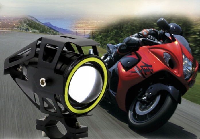2x HALOGENY MOTOCYKLOWE LAMPY REFLEKTORY RING LED Producent inny