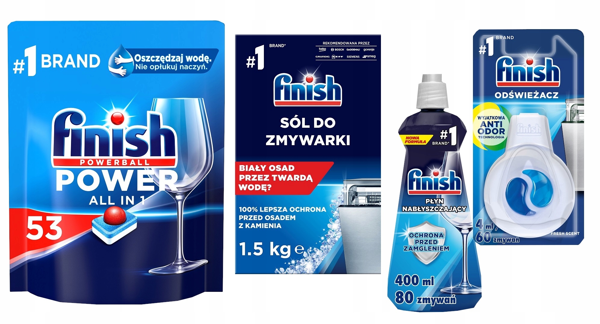 

Finish 4 szt Power All-in-1 zestaw do zmywarki XL