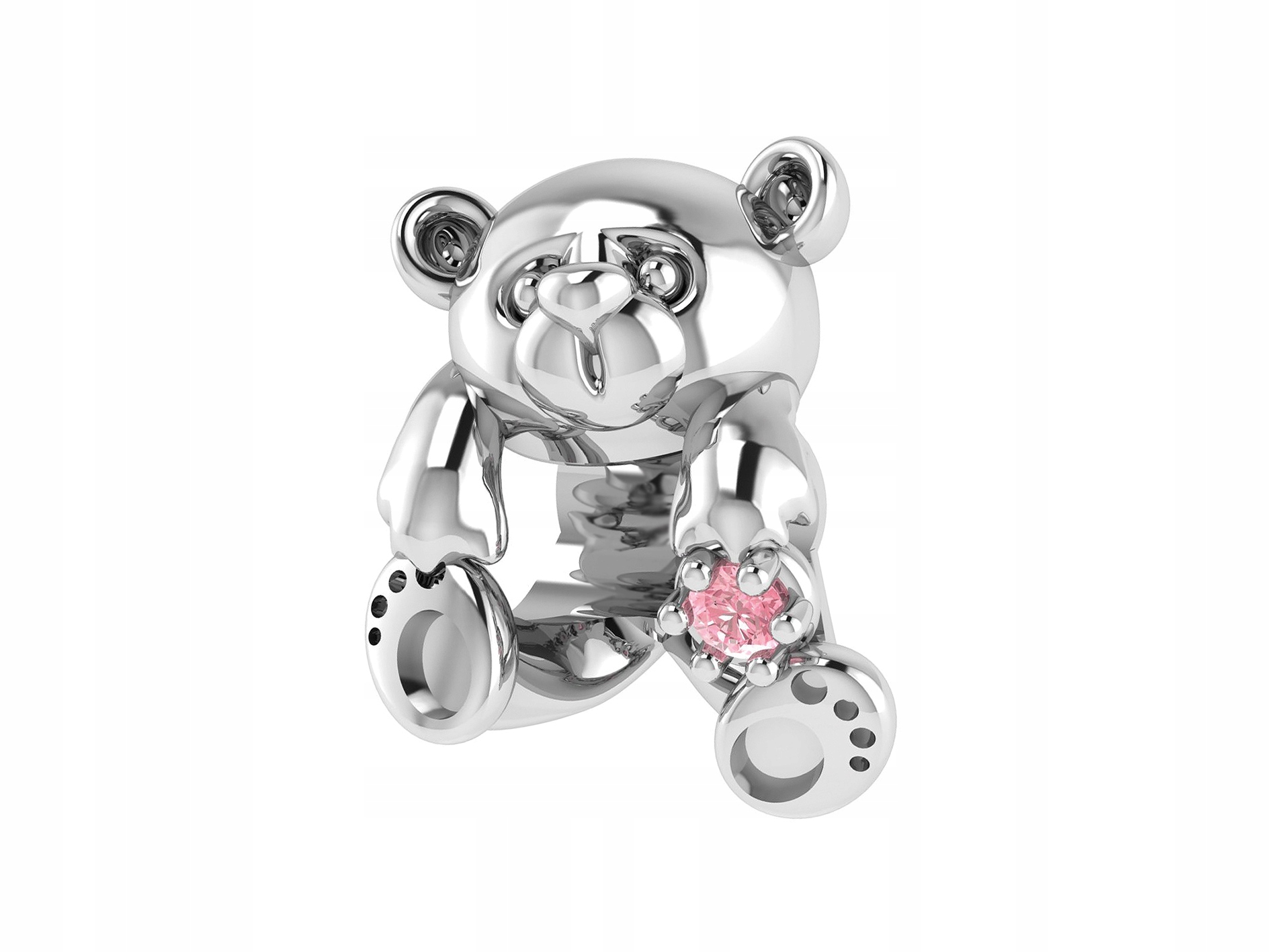 Stříbrný přívěsek Ornamo Medvídek s růžovou zirkonií v tlapičce s logem Stříbro o ryzosti 925
