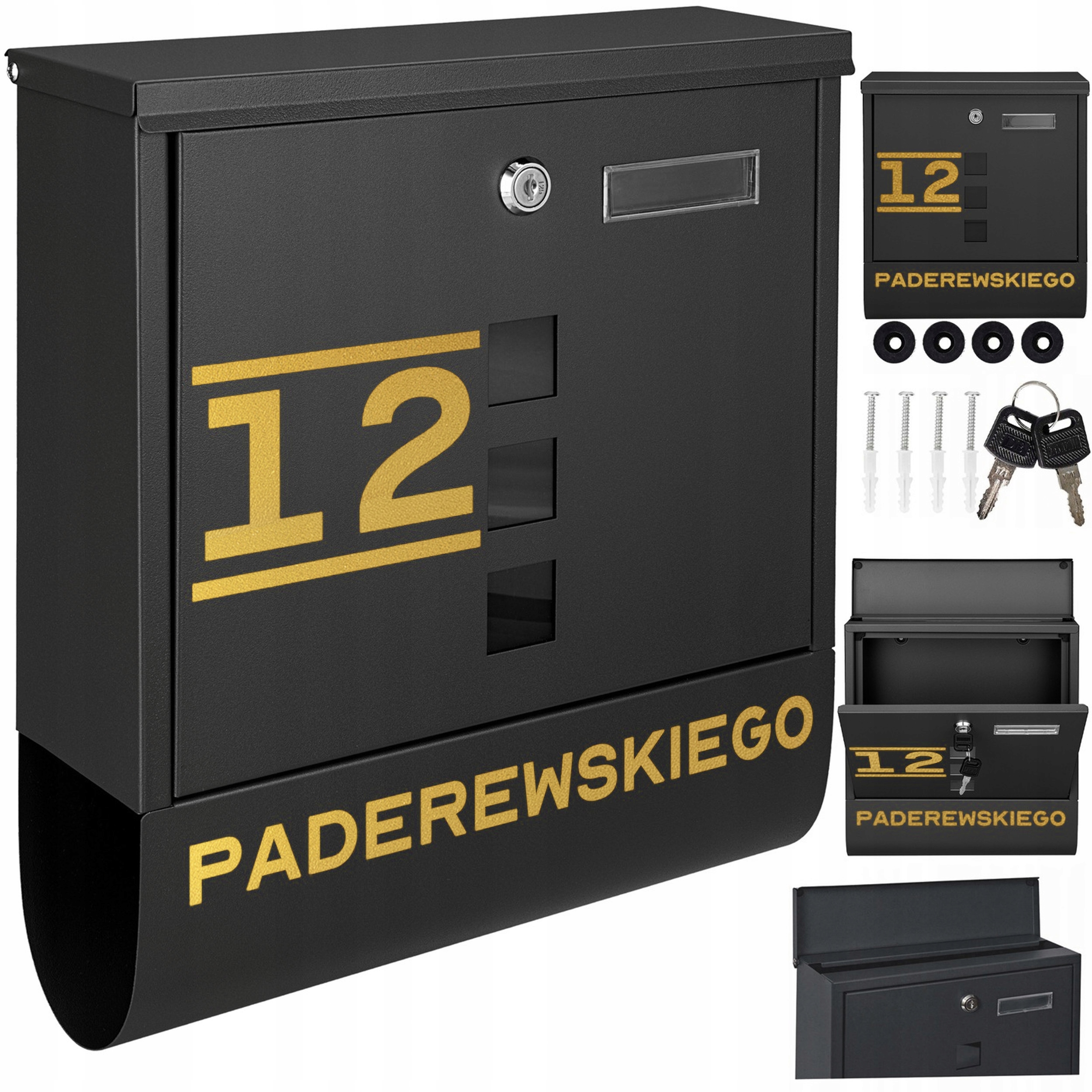 Poštovní Schránka Na Dopisy Tuba Černá Zlatý Vzor