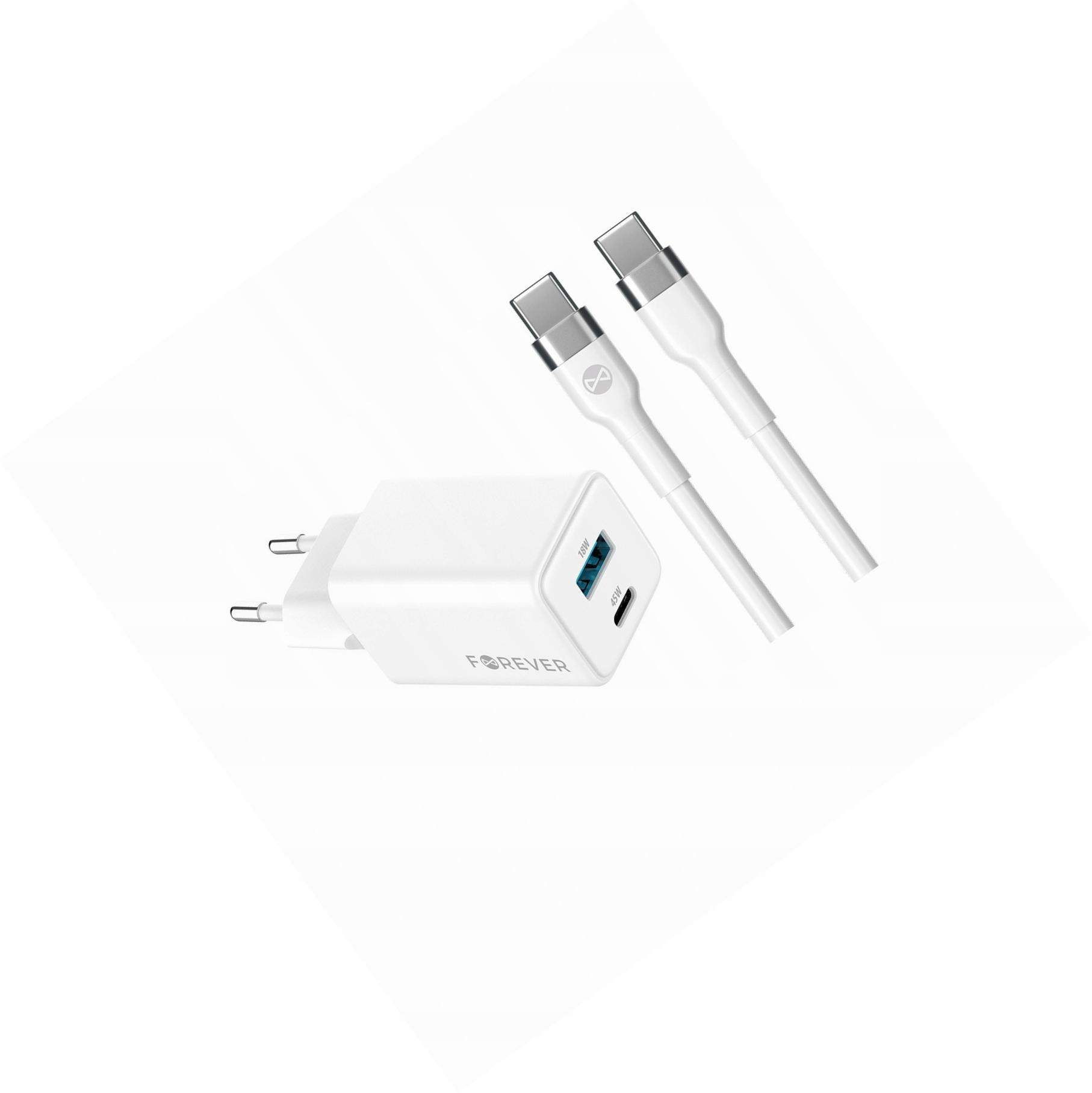 Szybka ładowarka GaN 45W 2 wejścia Usb i Usb-c z kablem do Huawei P20