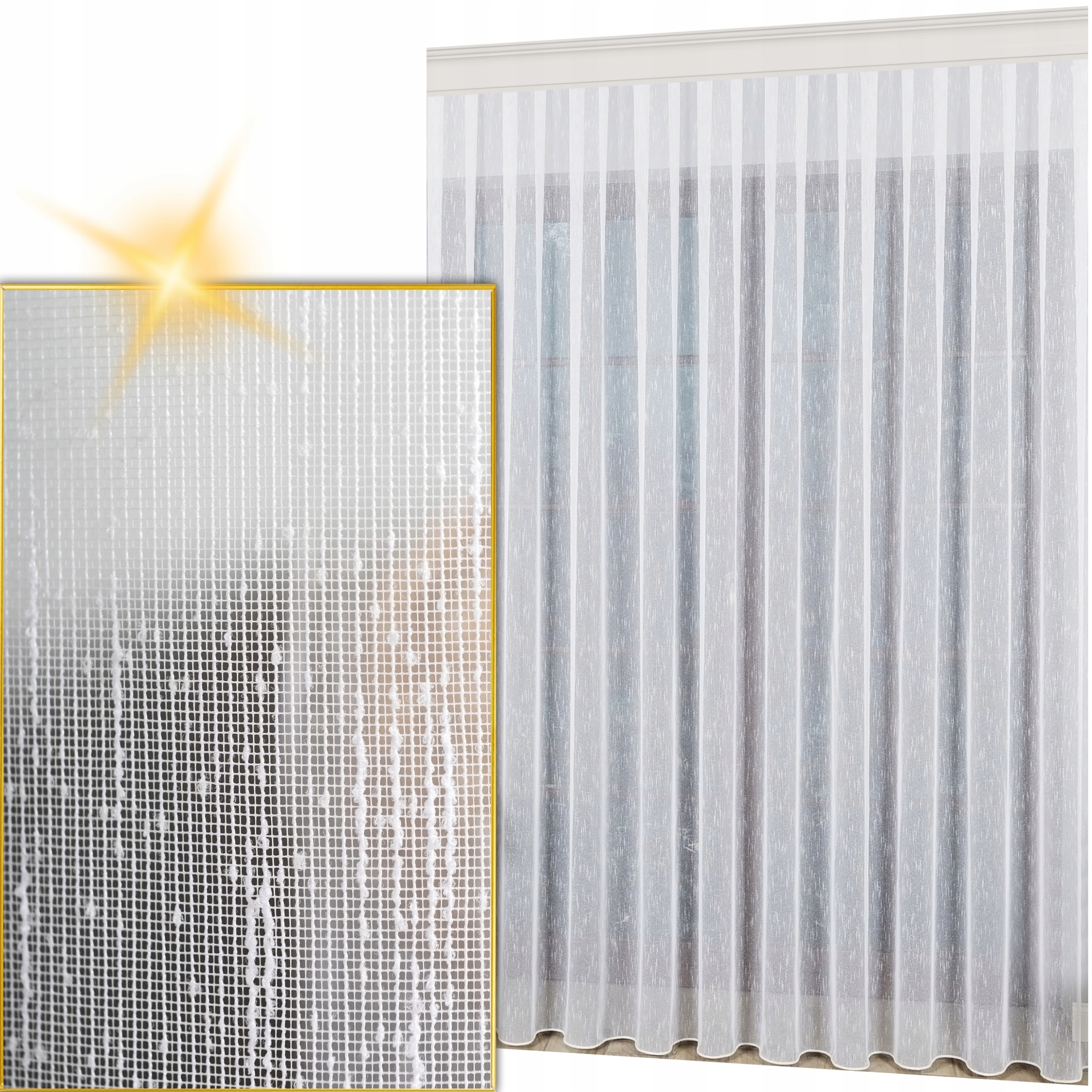 Hotová Záclona Bílá Jemný Déšť Na Pásku S Olovnicí Do Obývacího Pokoje 300 x 220 cm