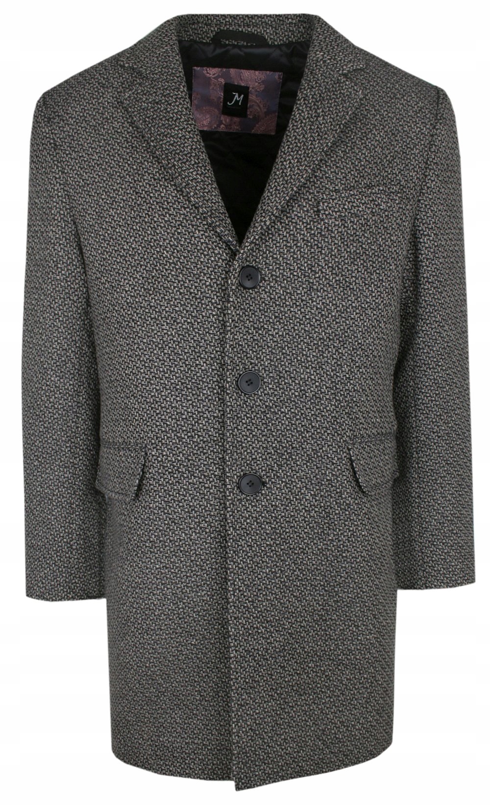 Kabát s vlnou Zateplený Vypasovaný Grafitově béžový Melanž 46/182