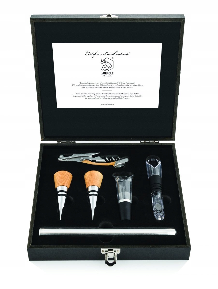 Laguiole Luxury Line vývrtka s příslušenstvím, sommeliérská sada krabička
