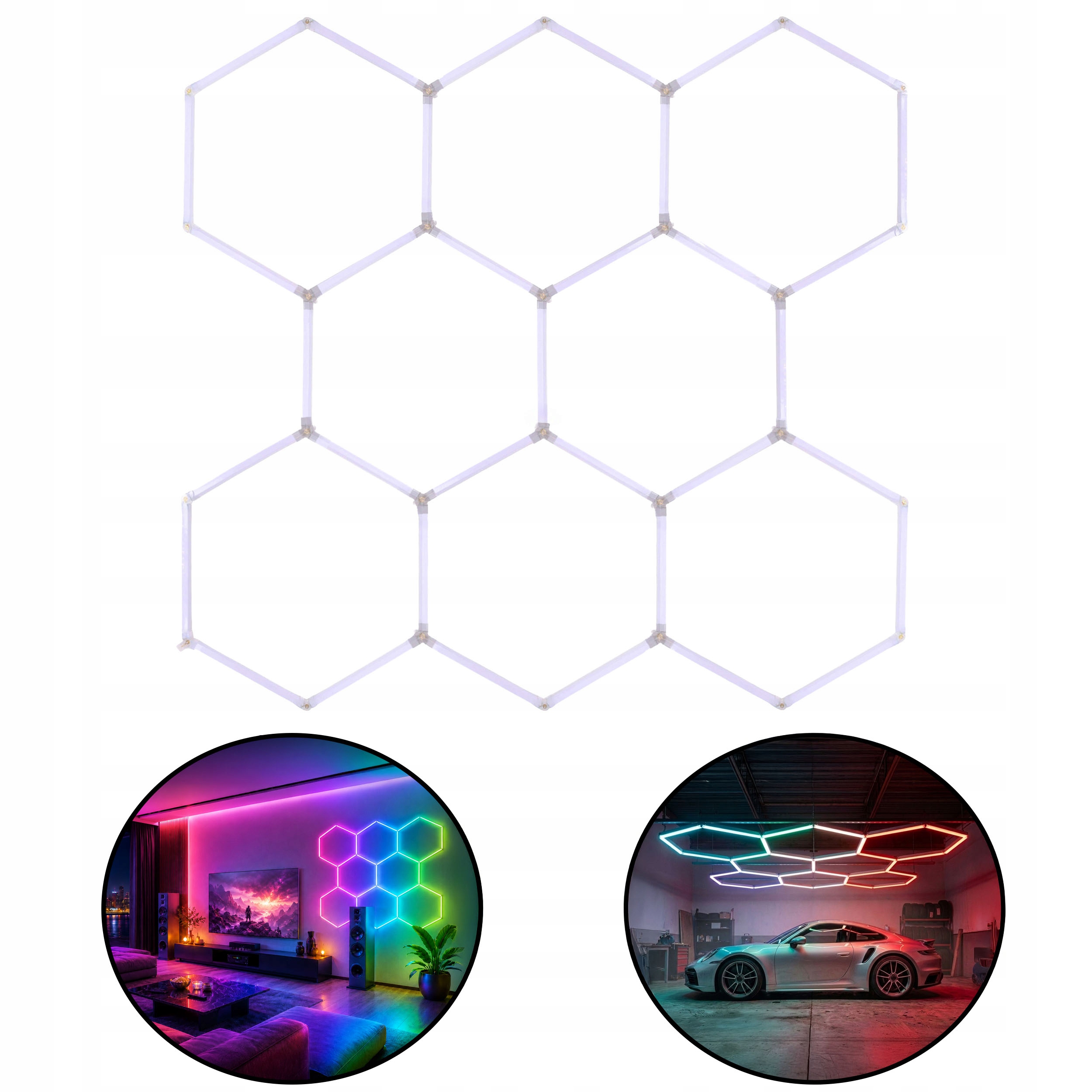 Led Lampa Hexagon Rgb 280W 1900K-9000K Modulárny Stropný Panel Dielňa