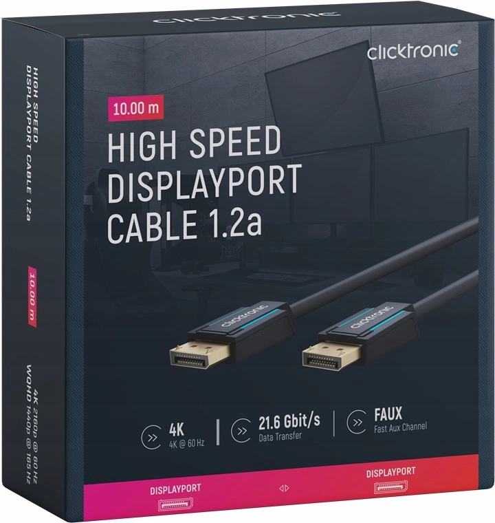 Clicktronic Kabel DisplayPort Dp Dp 1.2 4K 10 m dvojitě stíněný