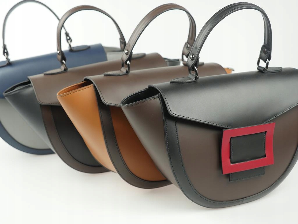 VERA PELLE ITALY Elegancka torebka modny kuferek Wzór dominujący bez wzoru