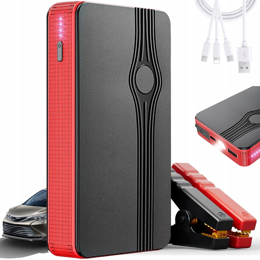 Jump Starter Startování Powerbanka Do Auta 30000MAH 3V1 Usb Led Světlo