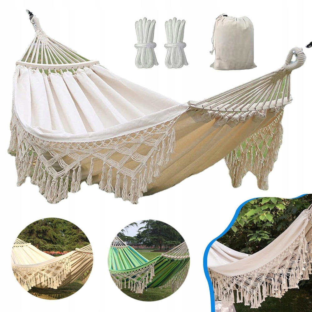 Hamak Ogrodowy Turystyczny Kempingowy, Przenośny Hamak Na Drzewo 200x150cm