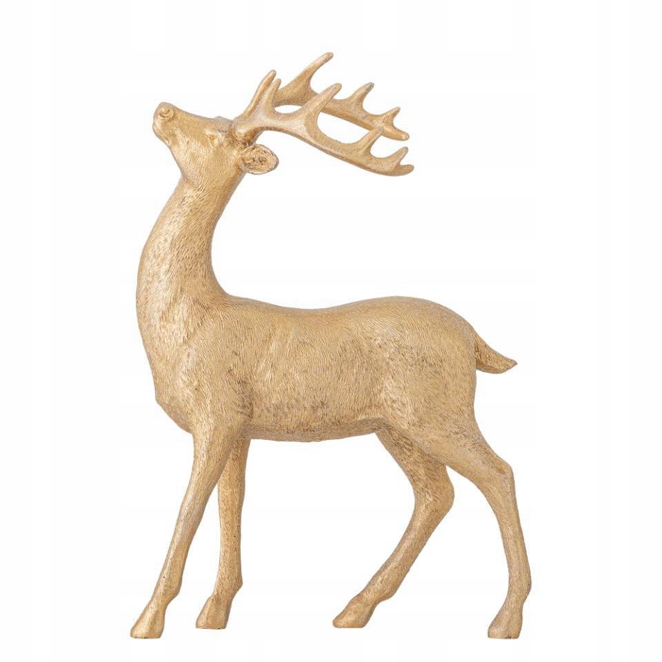 Dekorácia Vianočný pranzer zlatý veľký sob stojaci jeleň 30 cm