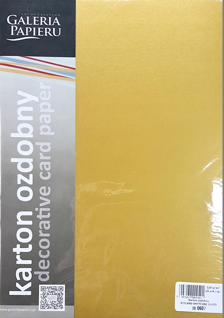 

Karton ozdobny Iceland 220g Antyczne Złoto 200607