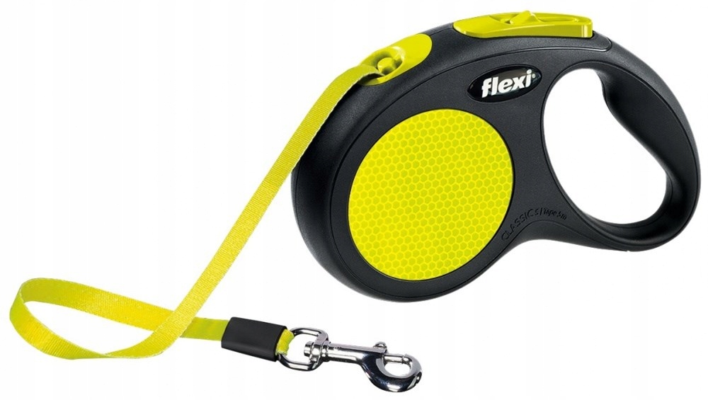 Levně Vodítko flexi automatické New Neon S páska 5 m pro psa do 15 kg, žlutá