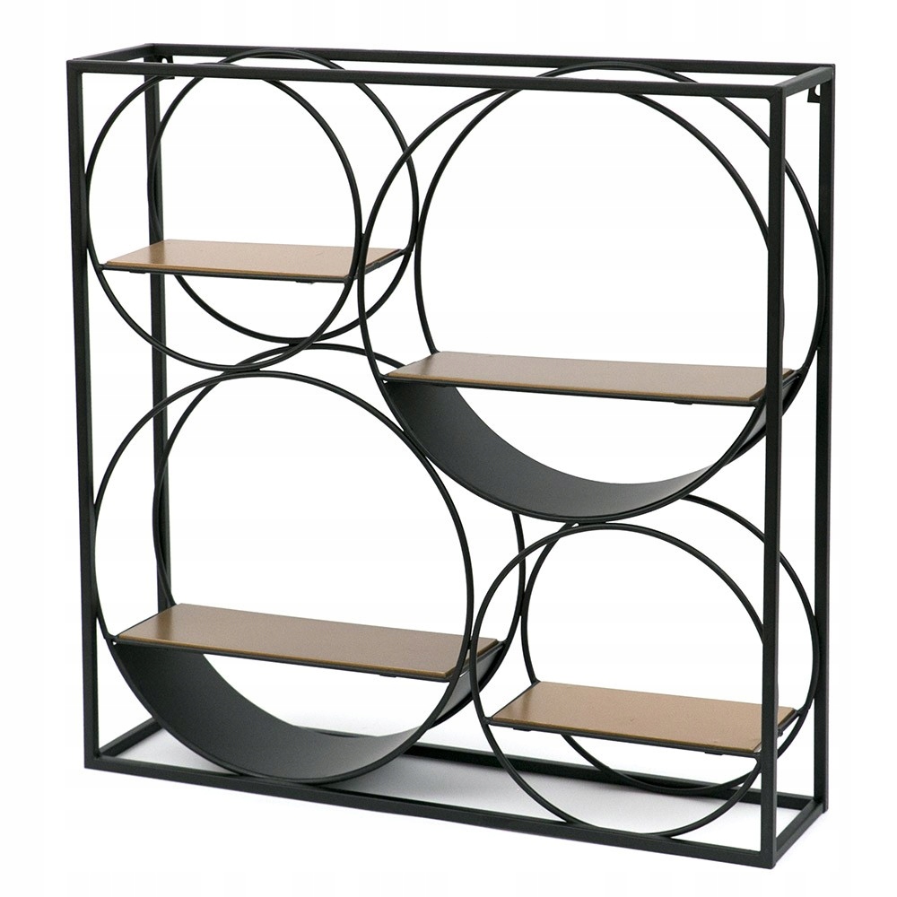 Nástenná Polica Čierna Hnedá Kovová 60x60 cm Loft Moderná