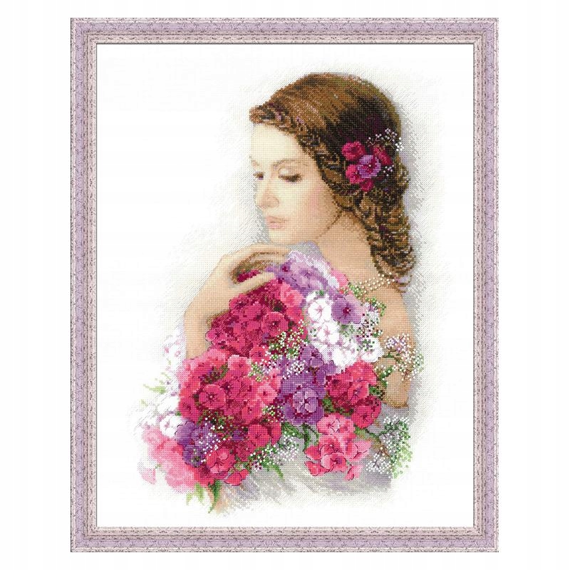 Vyšívací sada Kanwa Mulina Květiny Dívka