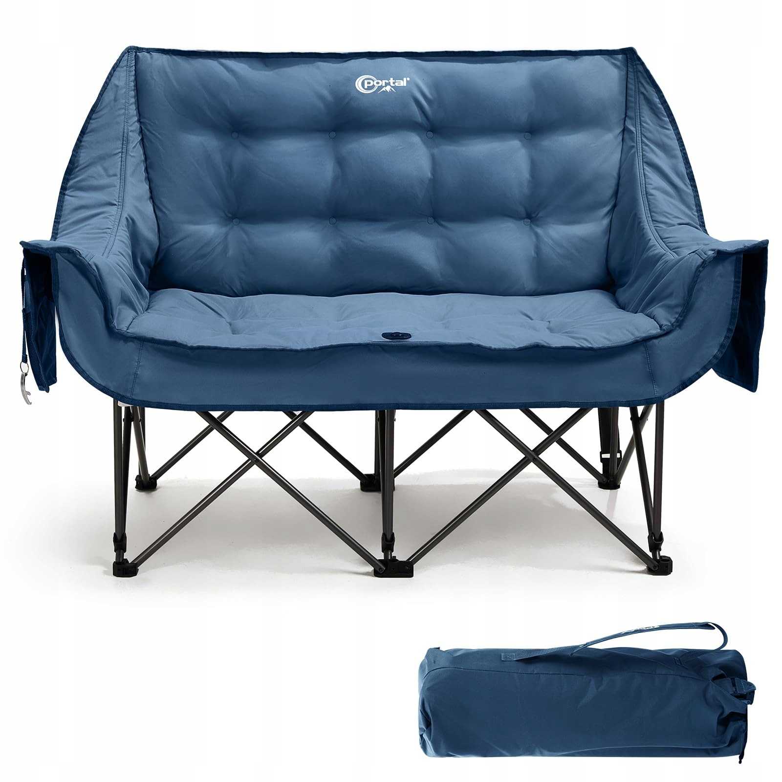 Podwójne krzesło kempingowe sofa dla dwóch osób pokrowiec solidne niebieski