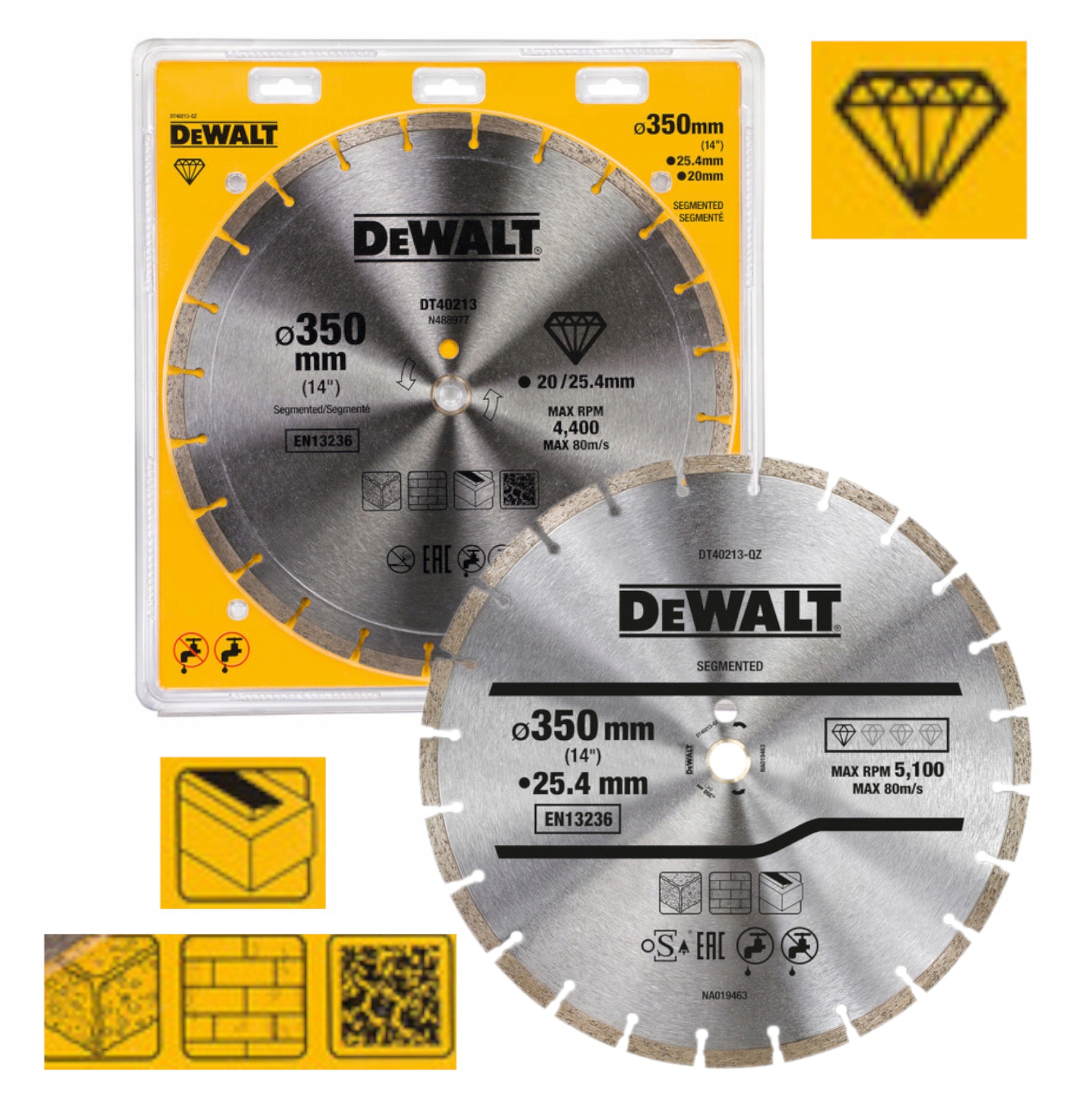 DeWALT Segmentowa tarcza diamentowa do betonu 350 mm X 25,4/20 mm DT40213